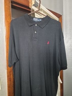 Ralph Lauren Black Polo with Red Pony Embroidery